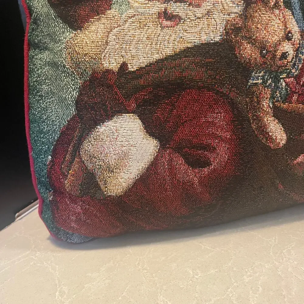 vintage Santa Claus tapestry pillow decorative cushion  Christams holiday bear